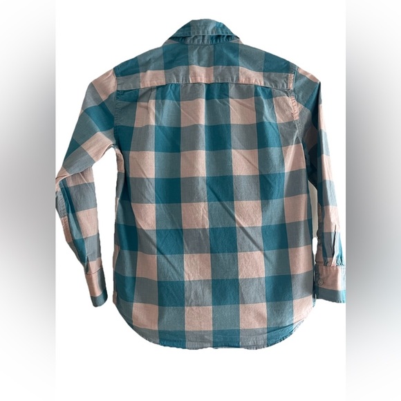 J Crew Crewcuts Boys 8 Spring Blue Pink Plaid Button Up Shirt Long Sleeve - Picture 2 of 7
